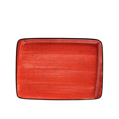 Bandeja Porcelana Passion Retangular Vermelho 36X25cm